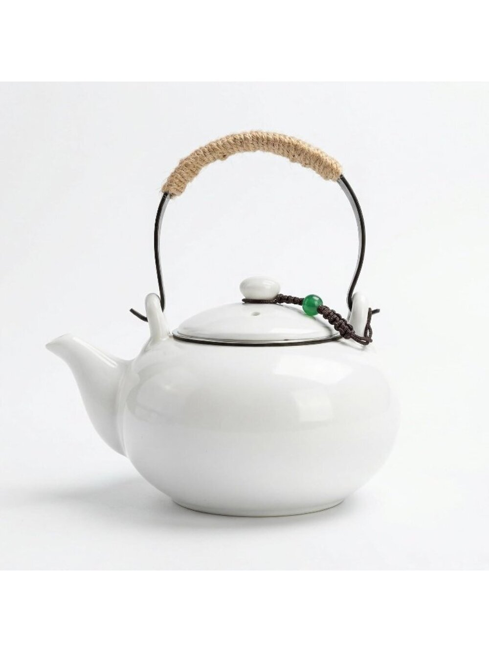 Japanese Ceramic Kitchen Tea Pot Loose 25oz 750ml White Stainless Steel Infuser